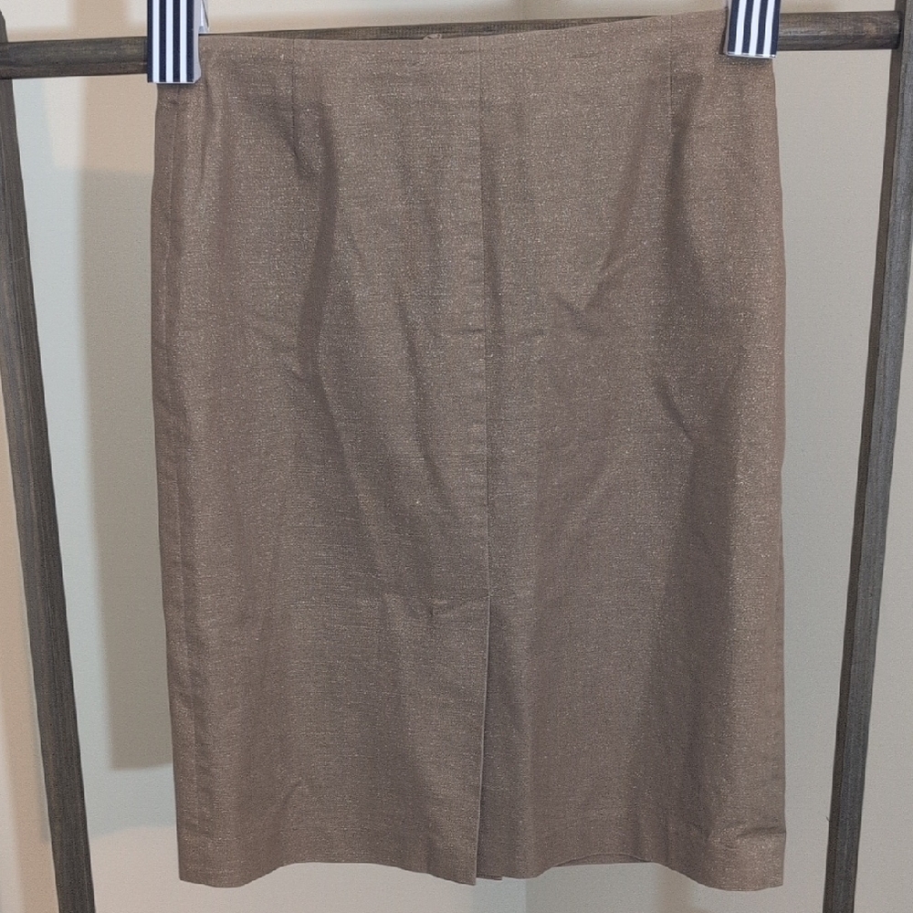 Armani Exchange|Elegant Brown Women's Skirt With Gold Shimmer Front & Back Slits